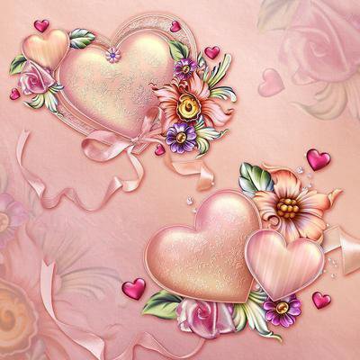 валентинка - цветы, любовь, сердечки - оригинал