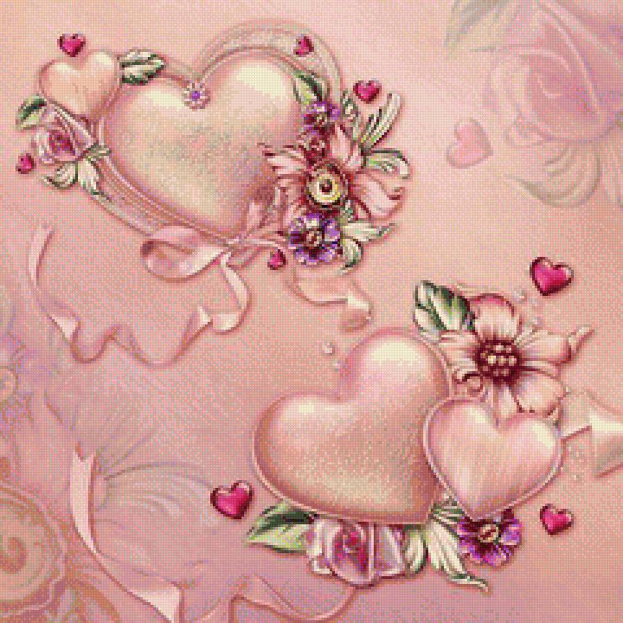 валентинка - любовь, сердечки, цветы - предпросмотр