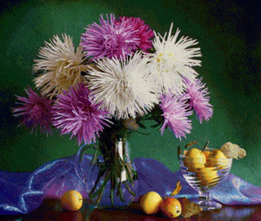 хризантемы в вазе - цветы, хризантема, натюрморт - предпросмотр