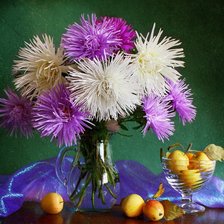 Схема вышивки «хризантемы в вазе»