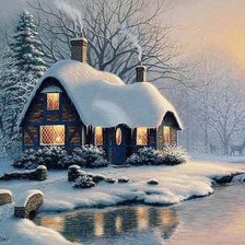 Схема вышивки «зимний дом»