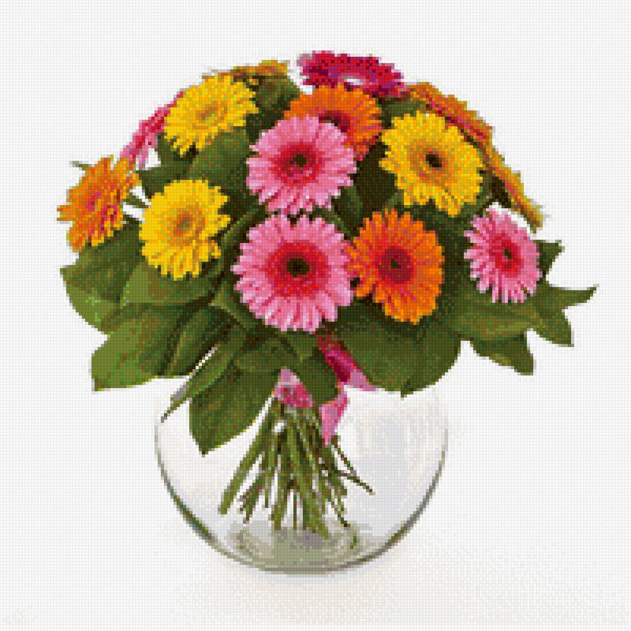 герберы в вазе - разноцветные, цветы, герберы, ваза, в вазе - предпросмотр