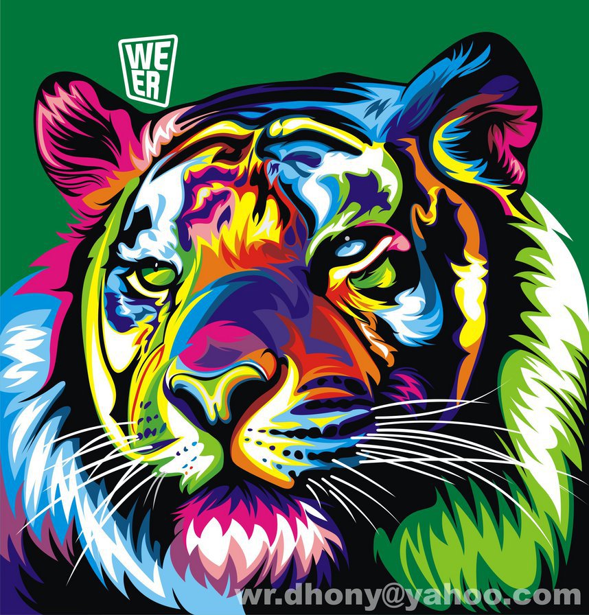 Радужный тигр - животные, фэнтези, тигр - оригинал