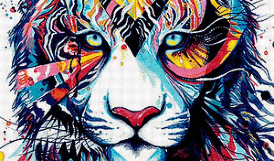 Взгляд тигра - радужный, животные, абстракция, тигр, взгляд, фэнтези - предпросмотр