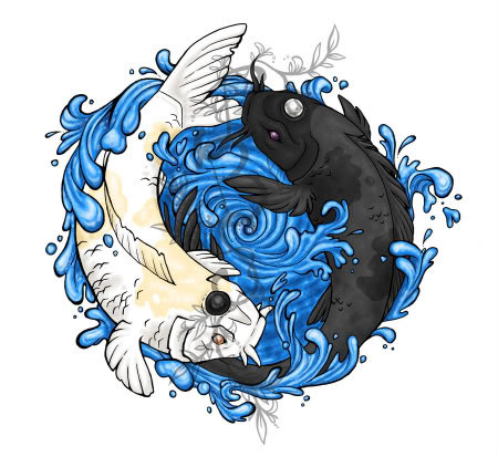 Карпы кои инь ян - инь ян, карпы - оригинал