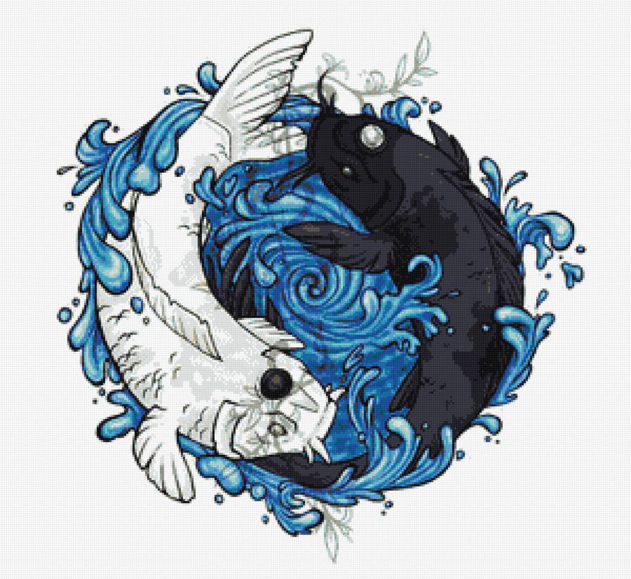 Карпы кои инь ян - карпы, инь ян - предпросмотр