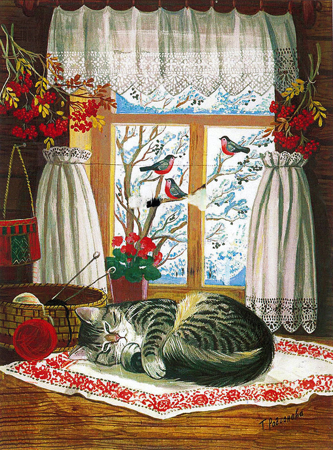 Кот и рукоделие - оригинал