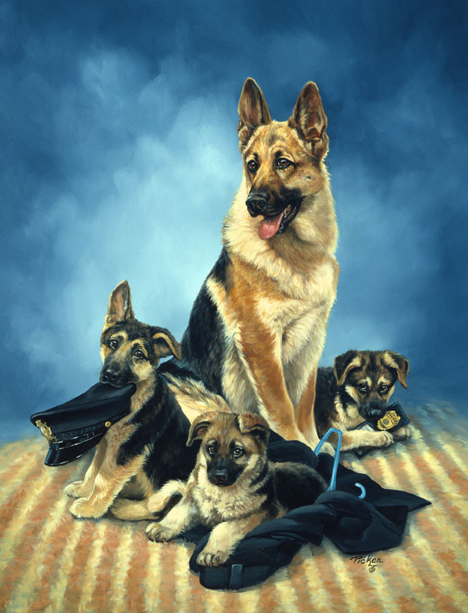 0242 - собака, природа, красота, щенок, животные, картина - оригинал