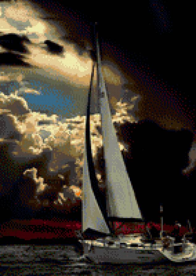 Морское волнение - море, корабль, парус - предпросмотр