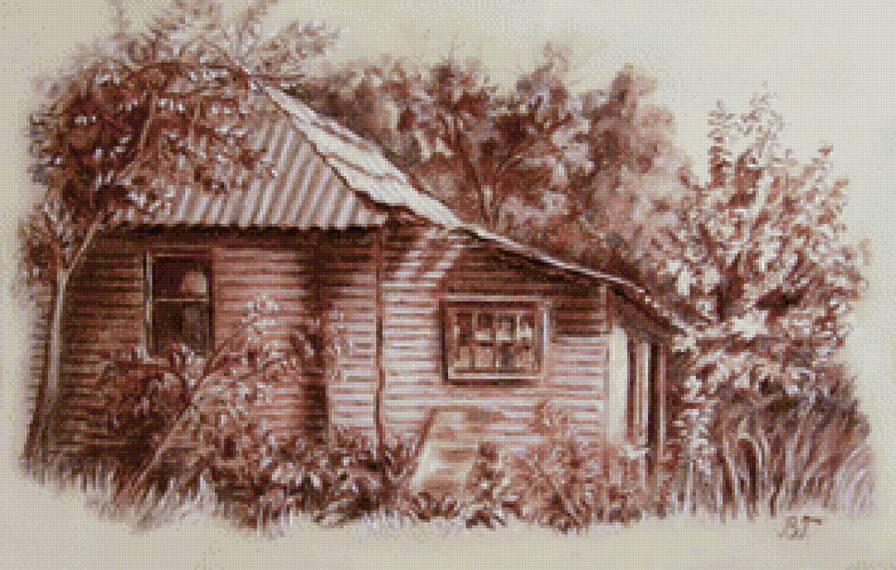 Деревенский домик - дом, деревья, сад - предпросмотр