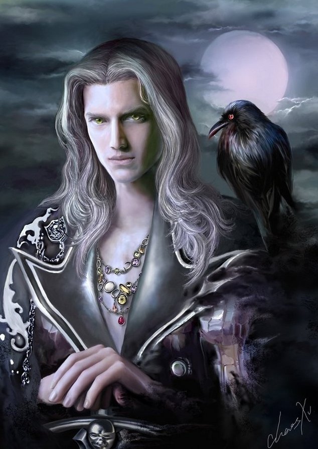 Воин Ночи - меч, ночь, ворон, луна, мужчина - оригинал