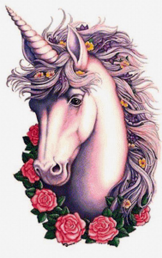 Единорог - цветок, роза, фентези, цветы, розы - предпросмотр