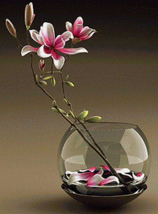 Цветочная композиция - магнолия, цветы, ваза, цветок - предпросмотр