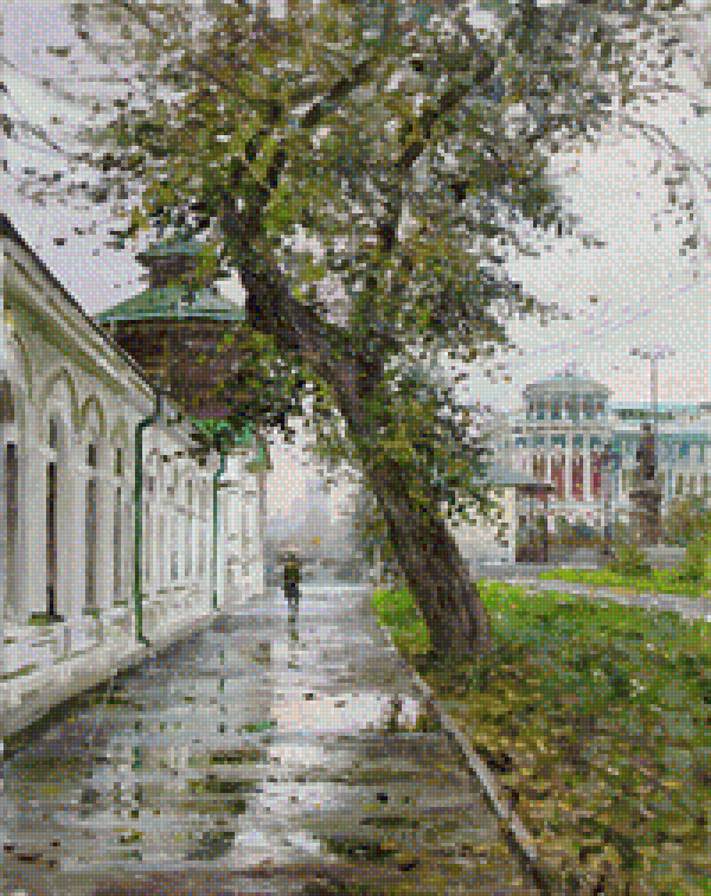 Городской пейзаж - пейзаж, церковь, осень, дождь, город - предпросмотр