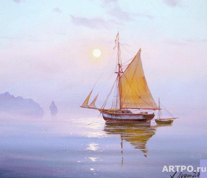Свежее Утро. Лузгин - море, лодка, парусник - оригинал