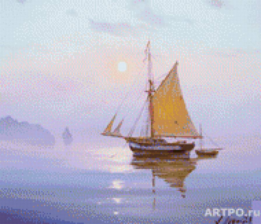 Свежее Утро. Лузгин - море, парусник, лодка - предпросмотр