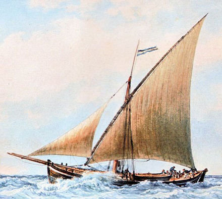 Tartane.François Roux - лодка, парусник, море - оригинал