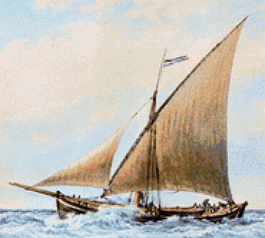 Tartane.François Roux - парусник, лодка, море - предпросмотр