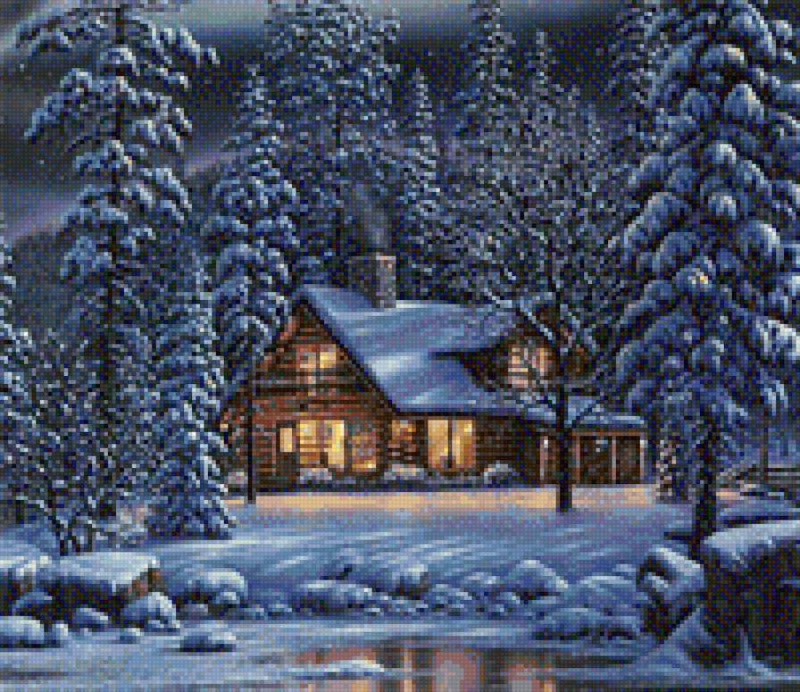 дом в зимнем лесу - дом - предпросмотр