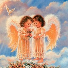 Оригинал схемы вышивки «Ангелы на небе» (№1131330)
