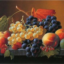 Оригинал схемы вышивки «натюрморт с фруктами и виноградом» (№1131955)