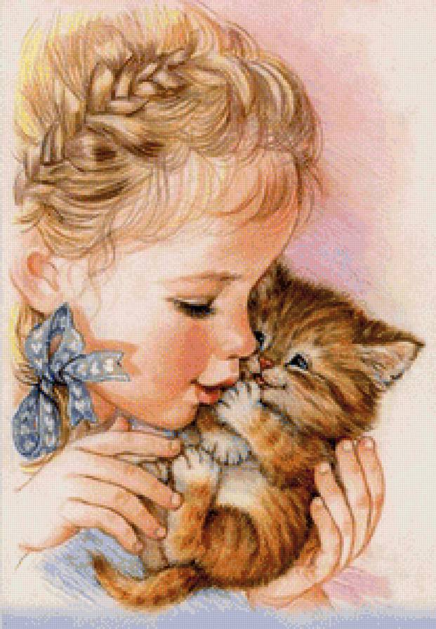 детская - девочки, котенок, дети - предпросмотр