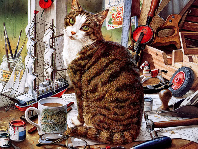 Кот - животные, коты, картина, котенок, домашние любимцы, кошка - оригинал