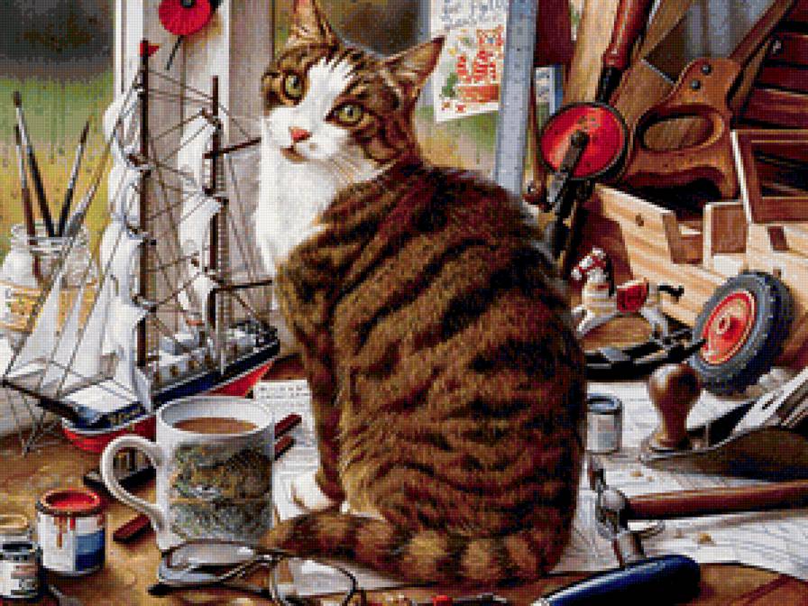 Кот - картина, животные, кошка, домашние любимцы, коты, котенок - предпросмотр
