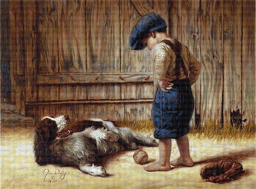 Два друга - дети, собаки - предпросмотр