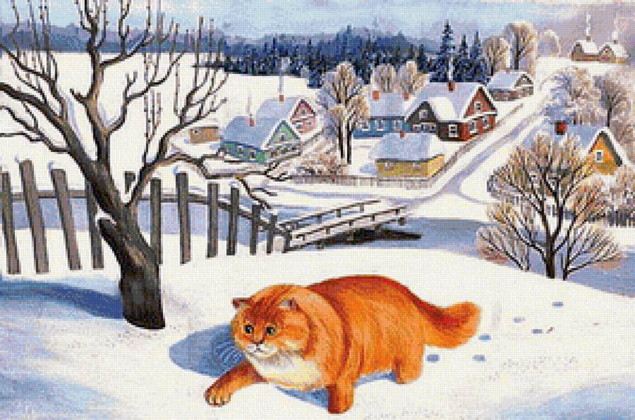 Зимняя пргулка - домашние любимцы, пейзажи - предпросмотр