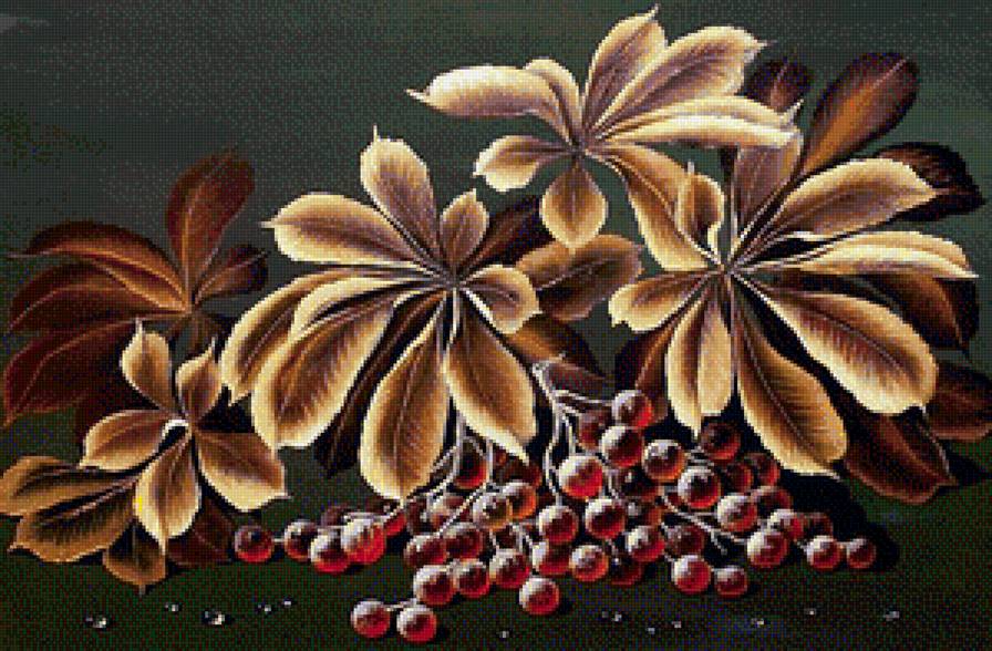 Осенний натюрморт - ягоды, виноград, натюрморт, фрукты - предпросмотр