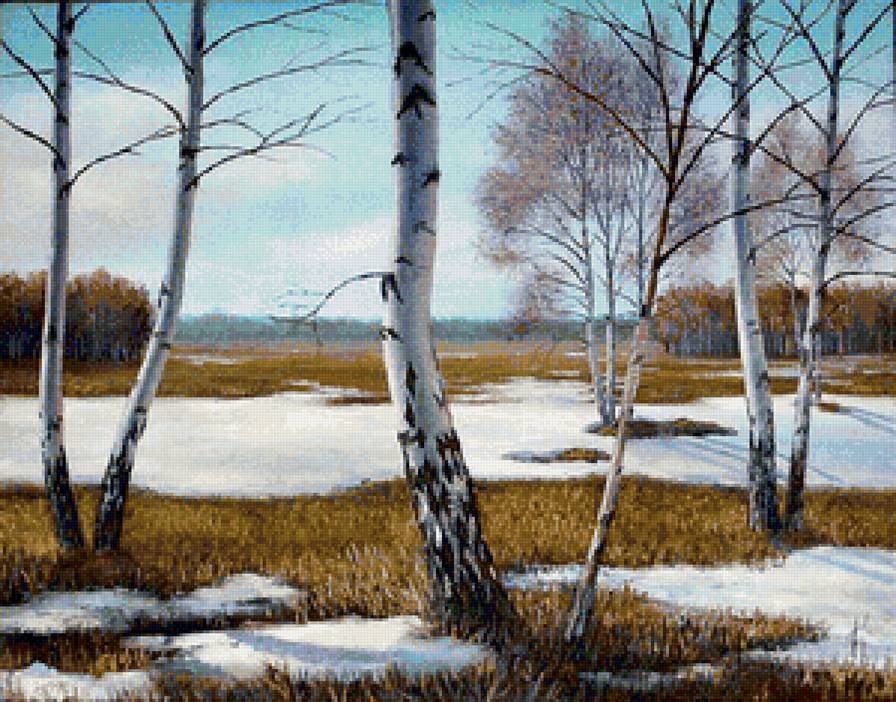 Серия "Весна пришла" - снег, природа, зима, лес, березовая роща - предпросмотр