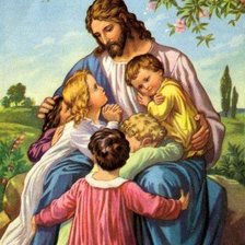 Оригинал схемы вышивки «Иисус и дети» (№1136696)