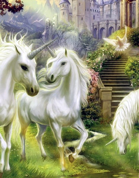 Стая единорогов - единороги, сказочные существа, лошади - оригинал
