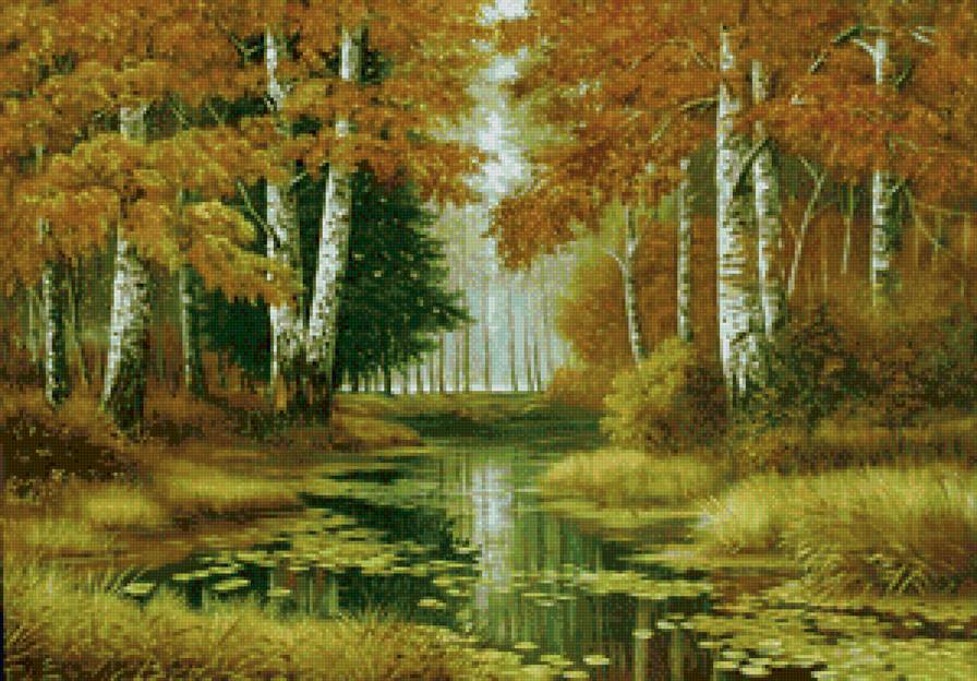 Осенний пейзаж - река, лес - предпросмотр