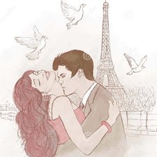 Оригинал схемы вышивки «Поцелуй в Париже» (№1138312)