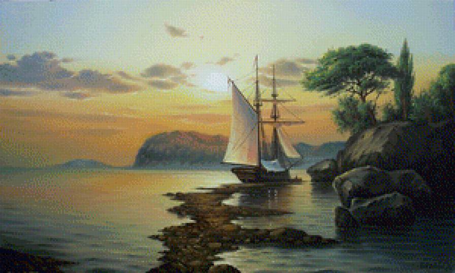 парусник - парусник, пейзаж, природа, море - предпросмотр