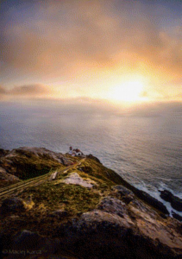 Берег - море, берег, природа, небо, восход, земля - предпросмотр