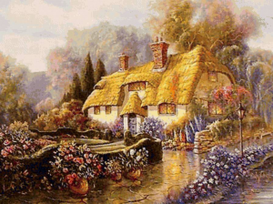 Домик в цветах - цветы, дом - предпросмотр