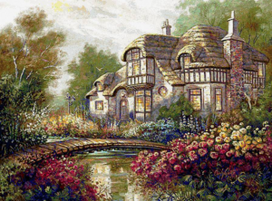 Домик в цветах - дом, цветы - предпросмотр