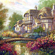 Схема вышивки «Домик в цветах»