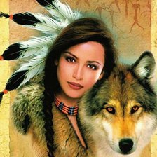 Схема вышивки «девушка индеец»