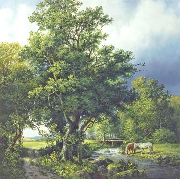 После дождя - лес, река, лошади, пейзаж - оригинал