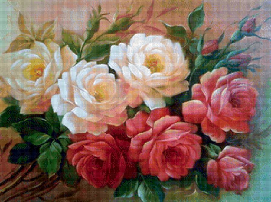 Серия "Флора" - розы, букет, натюрморт - предпросмотр