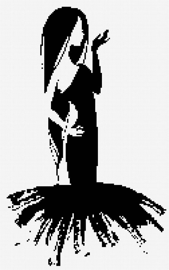 силуэт - монохром, силуэт, женщина - предпросмотр