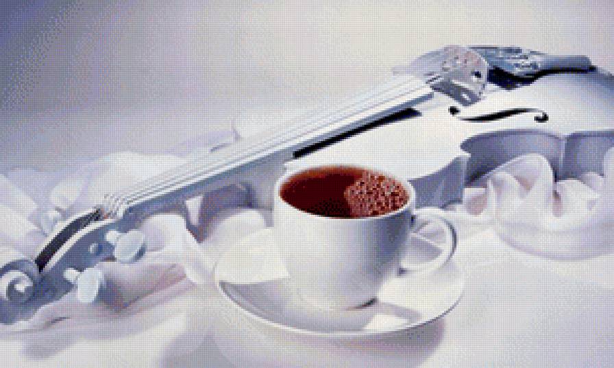 Этюд в белых тонах - белое, кофе, скрипка, чашка - предпросмотр