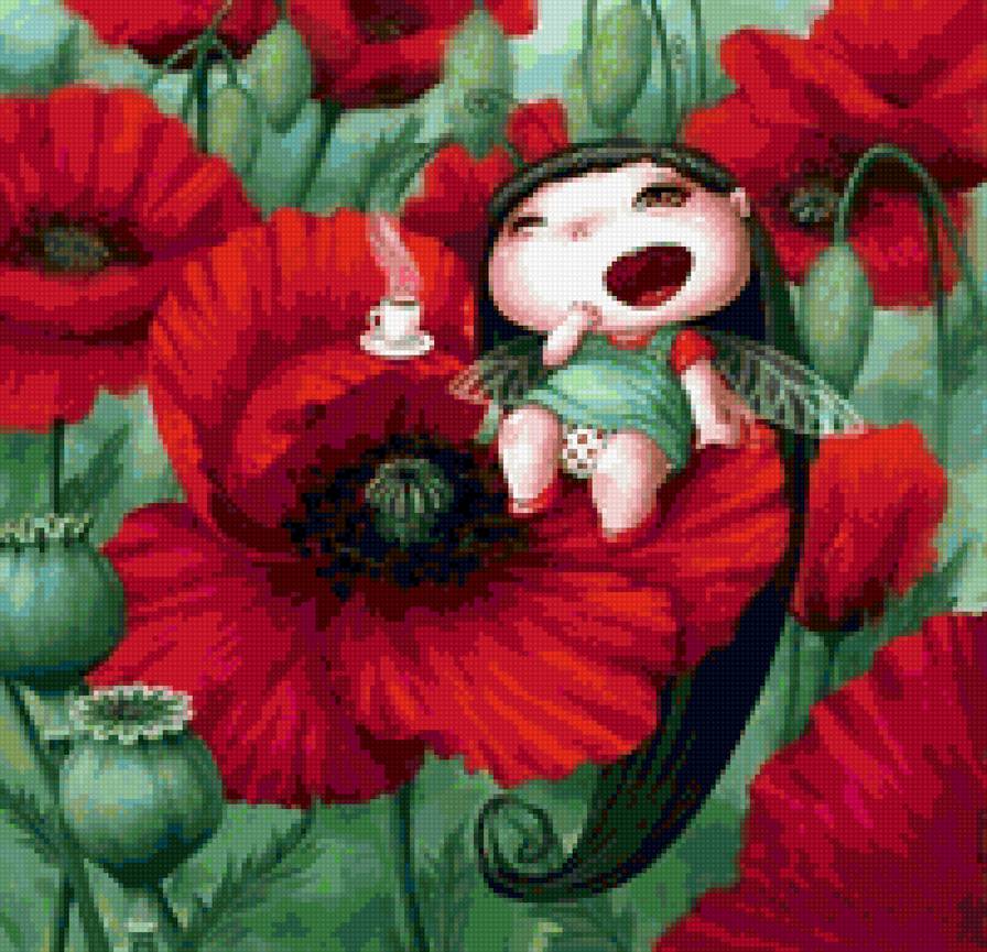 Серия "Весёлые феечки" схема 4 - сказка, волшебство, детская вышивка, фея - предпросмотр