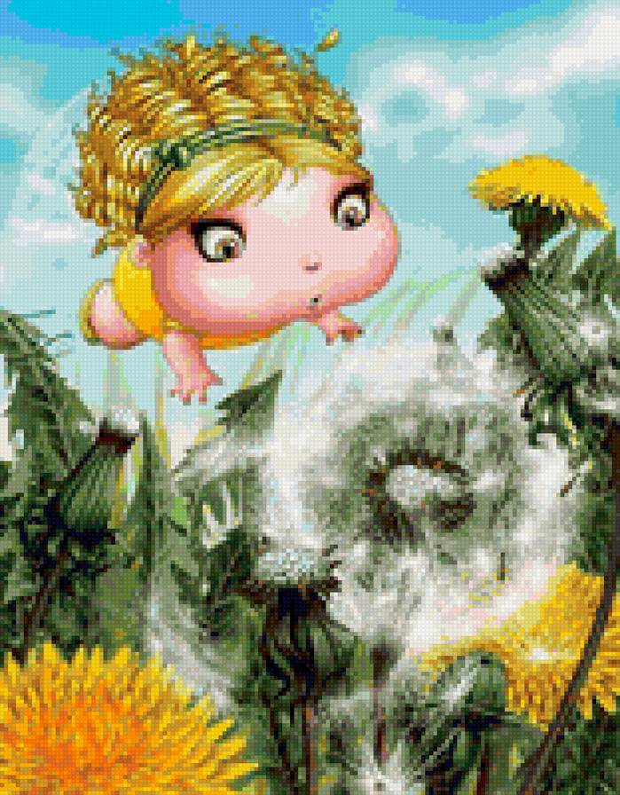 Серия "Весёлые феечки" схема 5 - сказка, фея, детская вышивка, волшебство - предпросмотр