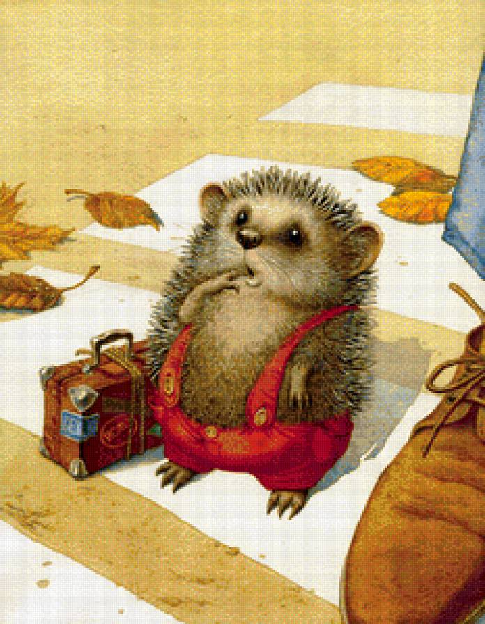 Ежик путешественник - ежик, путешествия, детская - предпросмотр