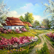 Схема вышивки «Сельский домик»